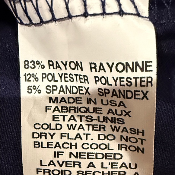 Storm Los Angeles Blouse Navy Body with Floral Trim Top Women's Size L - Picture 11 of 11